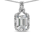 Star K Antique Vintage Look Emerald Cut 8x6 Genuine White Topaz Octagon Pendant