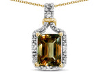Star K Antique Vintage Look Emerald Cut 8x6 Genuine Smoky Quartz Octagon Pendant