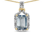 Star K Antique Vintage Look Emerald Cut 8x6 Genuine Aquamarine Octagon Pendant
