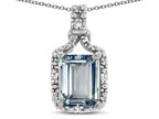 Star K Antique Vintage Look Emerald Cut 8x6 Genuine Aquamarine Octagon Pendant