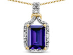 Star K Antique Vintage Look Emerald Cut 8x6 Genuine Iolite Octagon Pendant