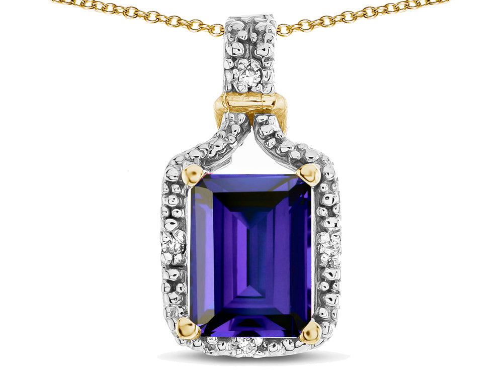 Star K Antique Vintage Look Emerald Cut 8x6 Genuine Iolite Octagon Pendant