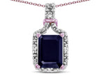 Star K Antique Vintage Look Emerald Cut 8x6 Genuine Sapphire Octagon Pendant