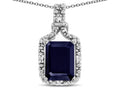 Star K Antique Vintage Look Emerald Cut 8x6 Genuine Sapphire Octagon Pendant