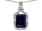 Star K Antique Vintage Look Emerald Cut 8x6 Genuine Sapphire Octagon Pendant