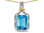 Star K Antique Vintage Look Emerald Cut 8x6 Genuine Blue Topaz Octagon Pendant