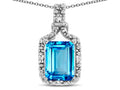 Star K Antique Vintage Look Emerald Cut 8x6 Genuine Blue Topaz Octagon Pendant