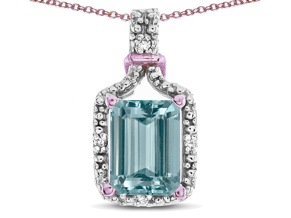 Star K Antique Vintage Look Emerald Cut 8x6 Genuine Sky Blue Topaz Octagon Pendant