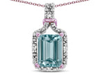 Star K Antique Vintage Look Emerald Cut 8x6 Genuine Sky Blue Topaz Octagon Pendant