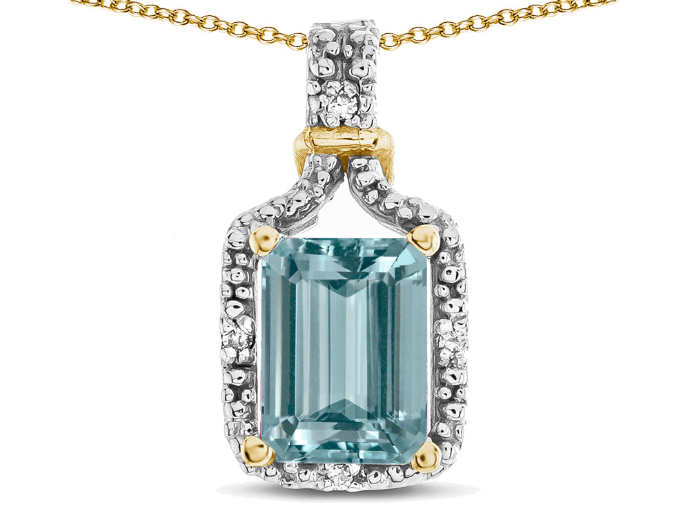 Star K Antique Vintage Look Emerald Cut 8x6 Genuine Sky Blue Topaz Octagon Pendant