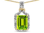Star K Antique Vintage Look Emerald Cut 8x6 Genuine Peridot Octagon Pendant