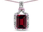 Star K Antique Vintage Look Emerald Cut 8x6 Genuine Garnet Octagon Pendant