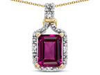 Star K Antique Vintage Look Emerald Cut 8x6 Genuine Rhodolite Octagon Pendant