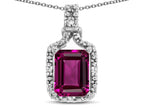 Star K Antique Vintage Look Emerald Cut 8x6 Genuine Rhodolite Octagon Pendant