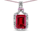 Star K Antique Vintage Look Emerald Cut 8x6 Created Ruby Octagon Pendant
