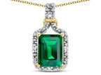 Star K Antique Vintage Look Emerald Cut 8x6 Simulated Emerald Octagon Pendant