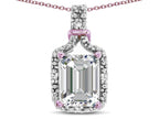 Star K Antique Vintage Look Emerald Cut 8x6 Genuine White Topaz Octagon Pendant
