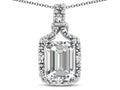 Star K Antique Vintage Look Emerald Cut 8x6 Genuine White Topaz Octagon Pendant