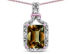 Star K Antique Vintage Look Emerald Cut 8x6 Genuine Smoky Quartz Octagon Pendant