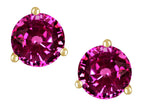 Star K Round 6mm Simulated Pink Tourmaline Three 3 prong Martini push back Stud earrings