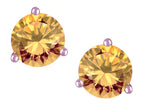 Star K Round 6mm Simulated Imperial Yellow Topaz Three 3 prong Martini push back Stud earrings