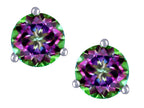 Star K Round 6mm Rainbow Mystic Topaz Three 3 prong Martini push back Stud earrings
