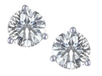 Star K Round 6mm Genuine White Topaz Three 3 prong Martini push back Stud earrings