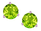 Star K Round 6mm Genuine Peridot Three 3 prong Martini push back Stud earrings