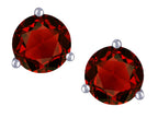 Star K Round 6mm Genuine Garnet Three 3 prong Martini push back Stud earrings