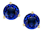 Star K Round 6mm Created Sapphire Three 3 prong Martini push back Stud earrings