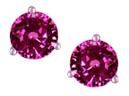 Star K Round 6mm Simulated Pink Tourmaline Three 3 prong Martini push back Stud earrings