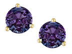 Star K Round 6mm Simulated Alexandrite Three 3 prong Martini push back Stud earrings