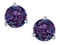 Star K Round 6mm Simulated Alexandrite Three 3 prong Martini push back Stud earrings