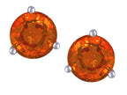Star K Round 6mm Simulated Orange Mexican Fire Opal Three 3 prong Martini push back Stud earrings