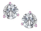Star K Round 6mm Genuine White Topaz Three 3 prong Martini push back Stud earrings
