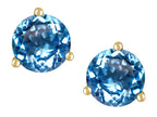 Star K Round 6mm Genuine Blue Topaz Three 3 prong Martini Screw back Stud earrings