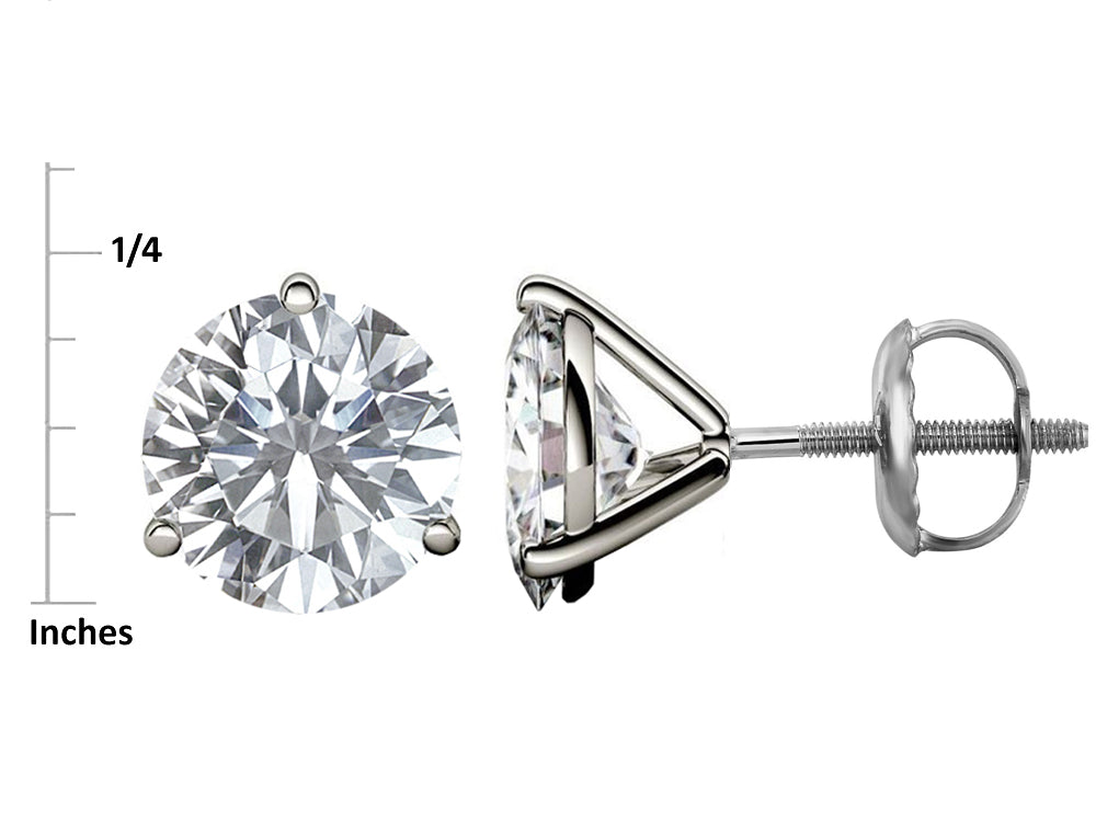 Star K Round 6mm Created Blue Opal Three 3 prong Martini Screw back Stud earrings