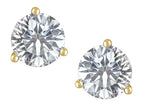 Star K Round 6mm Genuine White Topaz Three 3 prong Martini Screw back Stud earrings