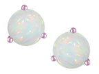 Star K Round 6mm Genuine Opal Three 3 prong Martini Screw back Stud earrings