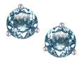 Star K Round 7mm Genuine Sky Blue Topaz Three 3 prong Martini push back Stud earrings