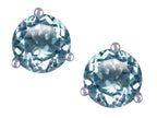Star K Round 7mm Genuine Sky Blue Topaz Three 3 prong Martini push back Stud earrings