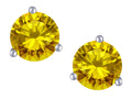 Star K Round 7mm Genuine Citrine Three 3 prong Martini push back Stud earrings