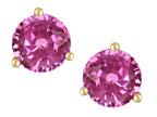 Star K Round 7mm Created Pink Sapphire Three 3 prong Martini push back Stud earrings