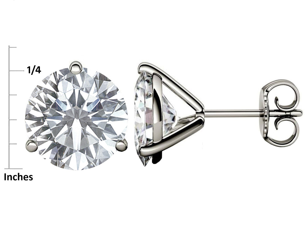 Star K Round 7mm Simulated Pink Tourmaline Three 3 prong Martini push back Stud earrings