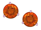 Star K Round 7mm Simulated Orange Mexican Fire Opal Three 3 prong Martini push back Stud earrings