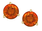 Star K Round 7mm Simulated Orange Mexican Fire Opal Three 3 prong Martini push back Stud earrings