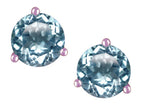 Star K Round 7mm Genuine Sky Blue Topaz Three 3 prong Martini push back Stud earrings