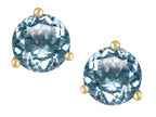 Star K Round 7mm Genuine Sky Blue Topaz Three 3 prong Martini push back Stud earrings