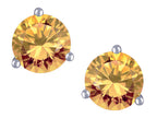 Star K Round 7mm Simulated Imperial Yellow Topaz Three 3 prong Martini push back Stud earrings