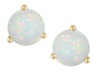 Star K Round 7mm Genuine Opal Three 3 prong Martini Screw back Stud earrings